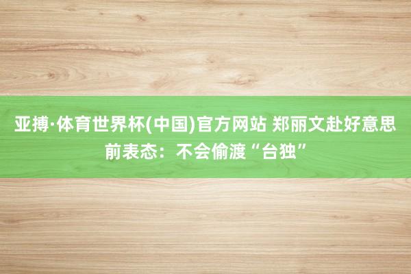 亚搏·体育世界杯(中国)官方网站 郑丽文赴好意思前表态：不会偷渡“台独”