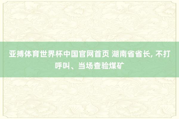 亚搏体育世界杯中国官网首页 湖南省省长, 不打呼叫、当场查验煤矿