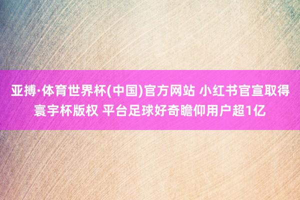 亚搏·体育世界杯(中国)官方网站 小红书官宣取得寰宇杯版权 平台足球好奇瞻仰用户超1亿