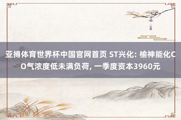 亚搏体育世界杯中国官网首页 ST兴化: 榆神能化CO气浓度低未满负荷, 一季度资本3960元