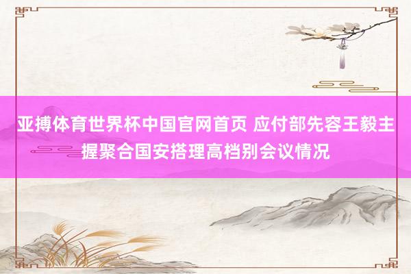 亚搏体育世界杯中国官网首页 应付部先容王毅主握聚合国安搭理高档别会议情况