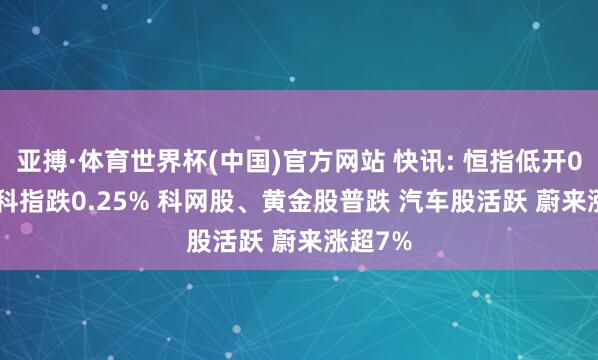 亚搏·体育世界杯(中国)官方网站 快讯: 恒指低开0.39% 科指跌0.25% 科网股、黄金股普跌 汽车股活跃 蔚来涨超7%