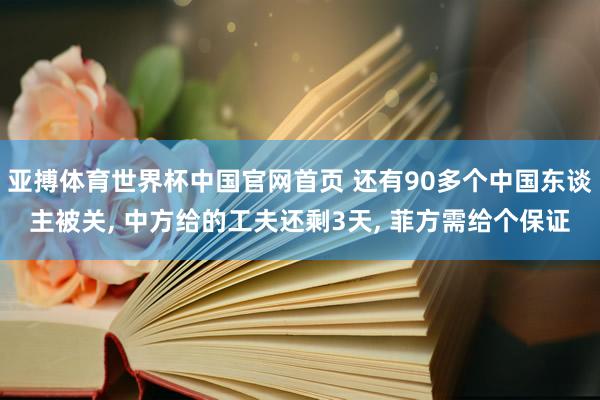 亚搏体育世界杯中国官网首页 还有90多个中国东谈主被关, 中方给的工夫还剩3天, 菲方需给个保证