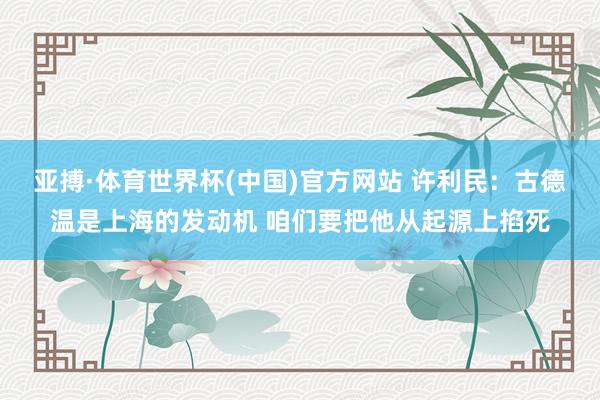 亚搏·体育世界杯(中国)官方网站 许利民：古德温是上海的发动机 咱们要把他从起源上掐死