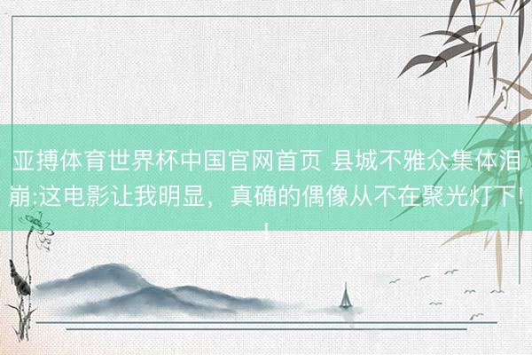 亚搏体育世界杯中国官网首页 县城不雅众集体泪崩:这电影让我明显，真确的偶像从不在聚光灯下!