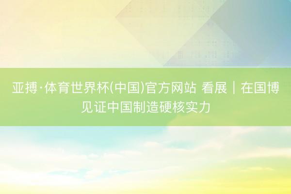 亚搏·体育世界杯(中国)官方网站 看展｜在国博见证中国制造硬核实力