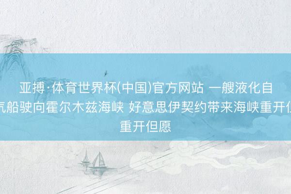 亚搏·体育世界杯(中国)官方网站 一艘液化自然气船驶向霍尔木兹海峡 好意思伊契约带来海峡重开但愿