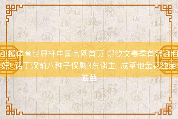 亚搏体育世界杯中国官网首页 郑钦文赛季首冠迎利好! 诺丁汉前八种子仅剩3东谈主, 成草地金花独苗