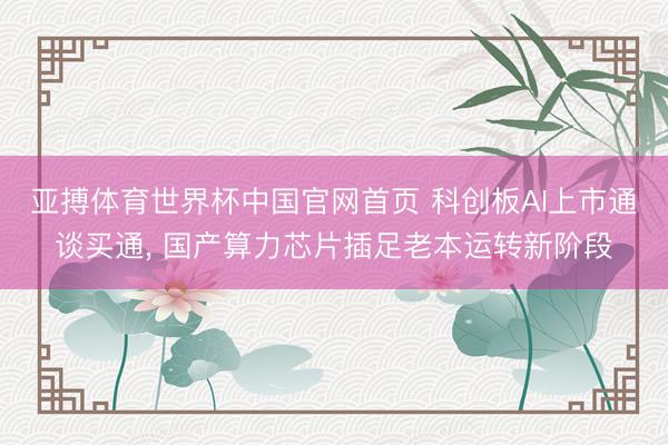 亚搏体育世界杯中国官网首页 科创板AI上市通谈买通, 国产算力芯片插足老本运转新阶段