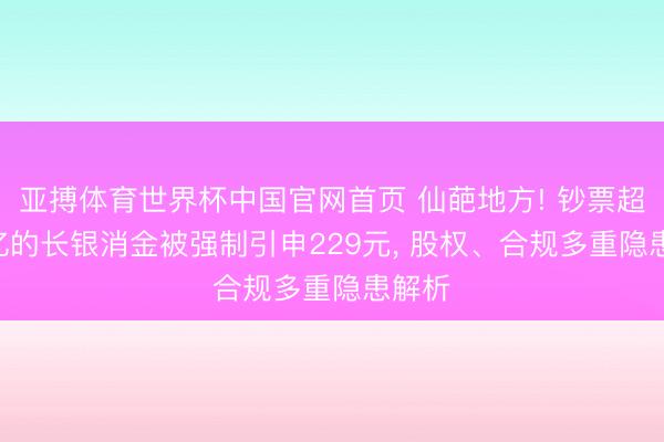 亚搏体育世界杯中国官网首页 仙葩地方! 钞票超310亿的长银消金被强制引申229元, 股权、合规多重隐患解析