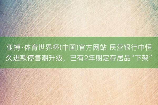 亚搏·体育世界杯(中国)官方网站 民营银行中恒久进款停售潮升级，已有2年期定存居品“下架”