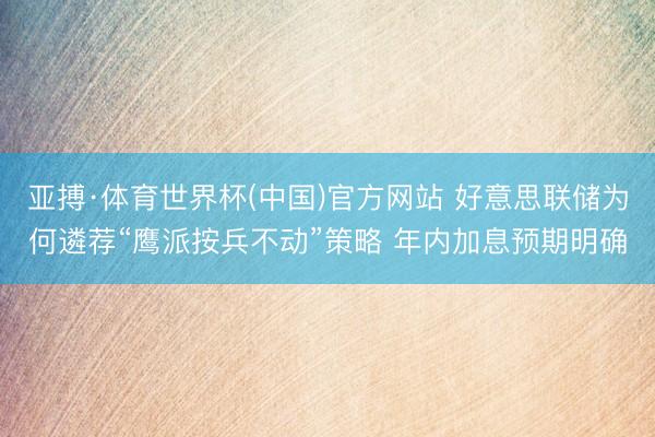 亚搏·体育世界杯(中国)官方网站 好意思联储为何遴荐“鹰派按兵不动”策略 年内加息预期明确